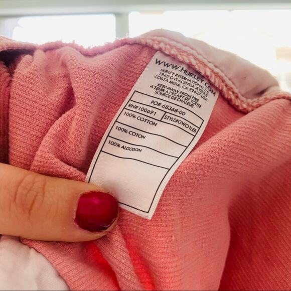 HURLEY Pink Salmon Corduroy Raw Distressed Hem High Rise Waisted Shorts 7 - Picture 5 of 8